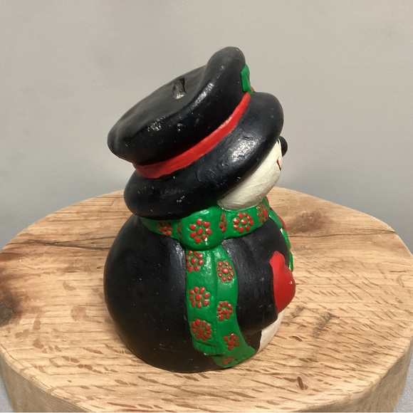 🔴 Vintage Christmas Snowman Piggy/Coin Bank with Stopper - Ceramic Crafted - Picture 5 of 13